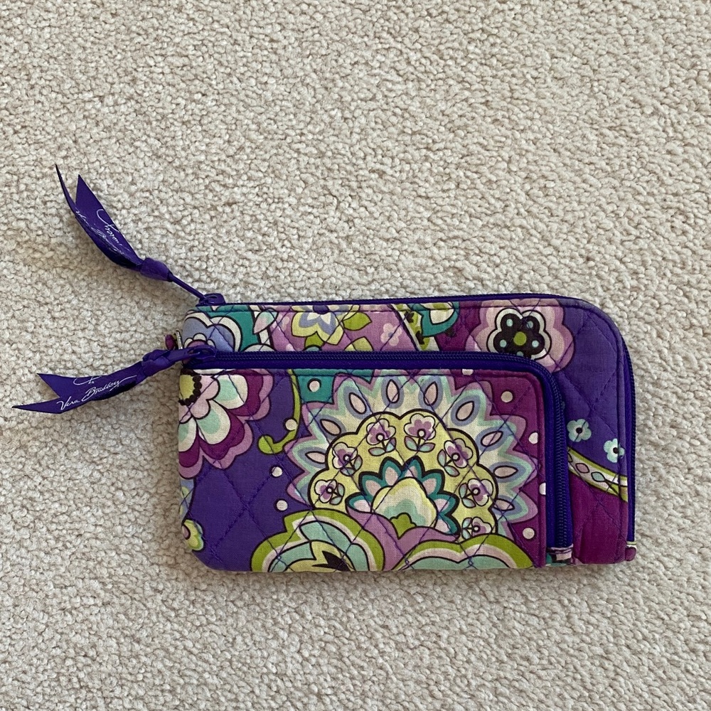 Vera Bradley Purple and Green Floral Wristlet